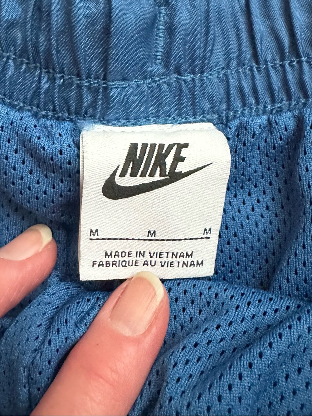Nike Light Blue Mesh Athletic Shorts with White Label - Picture 3 of 3